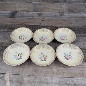 Vintage Eggshell Nautilus Dinner Plate Set Floral E 45 N 5